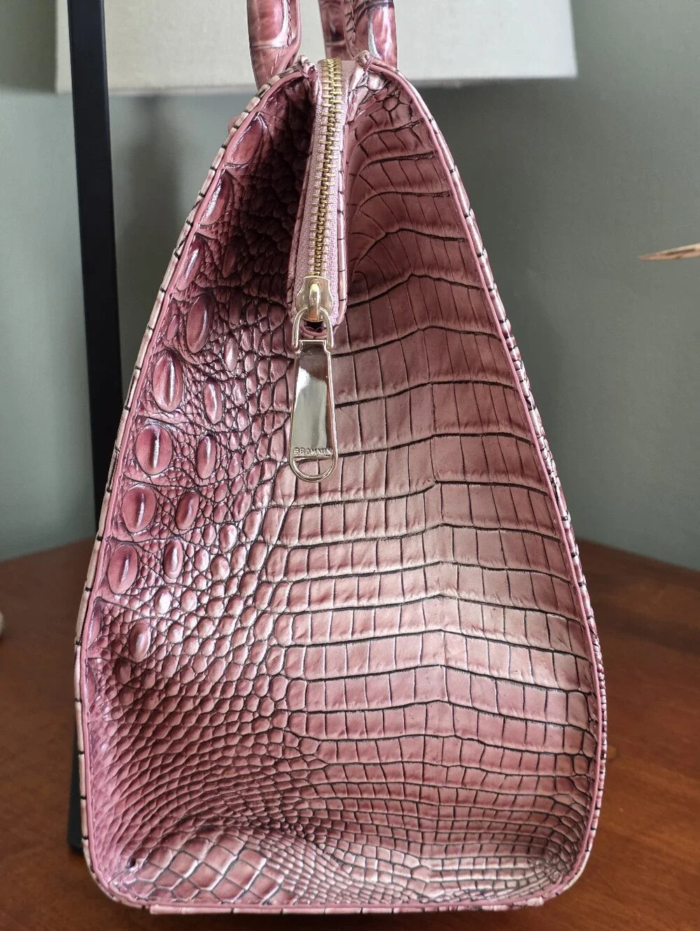 Brahmin Caroline Satchel Dusty Rose Metallic